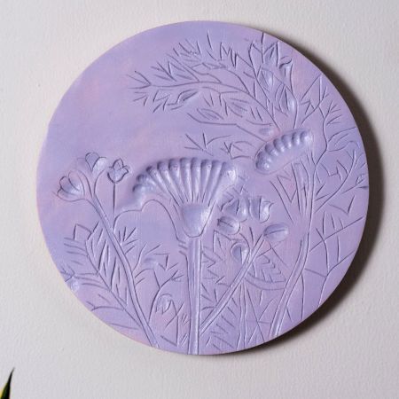 Artistic Purple Wall Plate Set of 3